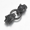 Brass Micro Pave Cubic Zirconia Fold Over Clasps, Leopard, Black, Gunmetal, 35.5mm, Hole: 0.5mm