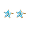 Cubic Zirconia Flower Stud Earrings, Golden 925 Sterling Silver Post Earrings, Cyan, 7.2mm