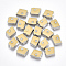 Alloy Enamel Cabochons, with Rhinestone, Yellow, Platinum, 7x8.5x2.5mm