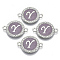 Alloy Enamel Links Connectors, with Crystal Rhinestones, Flat Round with Letter, Silver Color Plated, Letter.Y, 22x16x2mm, Hole: 1.8mm