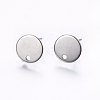 Flat Plate 201 Stainless Steel Stud Earring Findings STAS-I095-04P-A-1