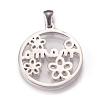 Non-Tarnish 304 Stainless Steel Pendants STAS-N096-02P-2
