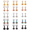 30Pcs 15 Style Cubic Zirconia Lip Rings EJEW-AN0003-65-1