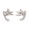 Brass Micro Pave Cubic Zirconia Bird Pendants KK-E068-VB297-1