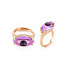 Evil Eye Glass Ajuastable Rings RJEW-S048-002G-NF-4