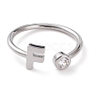 Brass Micro Pave Clear Cubic Zirconia Cuff Rings RJEW-Z005-F-P-1