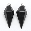 Natural Obsidian Pointed Pendants KK-E757-F-16P-1