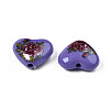 Flower Printed Opaque Acrylic Heart Beads SACR-S305-28-M03-3