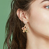 8Pcs Brass Pave Clear Cubic Zirconia Flower Stud Earrings Finding KK-BC0011-13-4