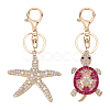 2Pcs 2 Style Colorful Full Rhinestones Pendant Keychain KEYC-WR0001-37-1