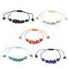 Natural & Synthetic Mixed Gemstone Chips & Cross Braided Bead Bracelet for Women BJEW-JB09254-1
