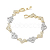 Heart Micro Pave Clear Cubic Zirconia Link Chain Bracelets for Women BJEW-C156-08A-GP-4