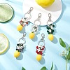 5Pcs Opaque Resin & Spray Painted Crackle Glass Keychains KEYC-JKC01343-1
