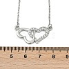 Brass Micro Pave Clear Cubic Zirconia Double Heart Pendant Necklaces NJEW-K280-05P-3