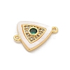 Brass Micro Pave Clear Cubic Zirconia & Shell Connector Charms KK-M303-03G-12-2