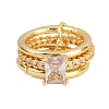 Brass Micro Pave Cubic Zirconia Plain Band Finger Rings for Women RJEW-P160-01E-G-4