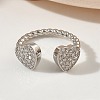 Brass Micro Pave Cubic Zirconia Cuff Open Rings RJEW-C163-03B-P-2