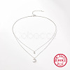 Anti-Tarnish Rhodium Plated 925 Sterling Silver Double Layer Necklaces AZ0813-1