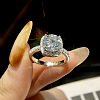 Rhodium Plated 925 Sterling Silver Pave 9.4x5.6mm Moissanite Finger Rings for Women WGE3211-18-1
