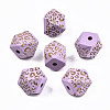 Painted Natural Wood Beads WOOD-T021-51C-07-1