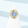 304 Stainless Steel with Glass Cat Eye Cuff Rings for Women RJEW-K309-40D-3