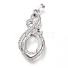 Brass Micro Pave Clear Cubic Zirconia Open Back Bezel Pendant Cabochon Settings ZIRC-I049-09P-1