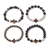 4Pcs 4 Styles Synthetic Howlite & Hematite Natural Lava Rock & Coconut Beads Stretch Bracelets BJEW-JB13448-2