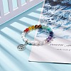 Natural Howlite & Mixed Gemstone Stretch Bracelet with Alloy Lotus Charms BJEW-TA00134-04-2