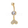 Brass Cubic Zirconia Navel Ring AJEW-EE0004-12-5