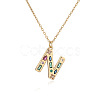 Brass Pave Colorful Cubic Zirconia Initial Pendant Necklaces for Women FS-WG02860-14-1