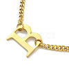 Ion Plating(IP) 304 Stainless Steel Initial Letter B Pendant Necklace with Curb Chains for Women NJEW-M199-02G-2