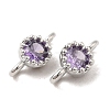 Brass Pave Purple Glass Connector Charms KK-F860-75P-01-2