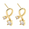 Brass Micro Pave Clear Cubic Zirconia Earring LS-EJEW-U009-01G-1