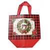 Christmas Theme Tartan Non-woven Fabric Gift Tote Bags with Handle ABAG-G017-01D-2