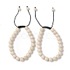 8mm Round Natural Fossil Braided Bead Bracelets BJEW-C067-01B-26-1