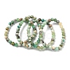 Natural Green Line Jasper Round Beaded Stretch Bracelets for Women BJEW-F535-02A-4