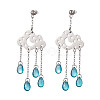 Long Chain with Transparent Glass Beads Dangle Stud Earrings EJEW-JE05245-4