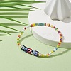 Natural Pearl & Evil Eye Lampwork & Seed Beaded Stretch Bracelet for Women BJEW-JB09371-4