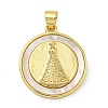 Rack Plating Brass Pave Shell Flat Round Pendants KK-Z063-11G-02-1