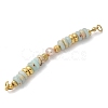 Natural Shoushan Stone & Plastic Imitation Pearl Disc Beaded Connector Charms/Links STAS-L277-11G-02-1