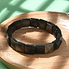 Square Natural Silver Obisdian Beads Stretch Bracelets for Women Men BJEW-C097-06P-2