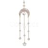 Natural Ametrine Chip Beads & Glass Beads & Brass Hanging Suncatchers HJEW-JM04754-2