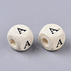 Printed Natural Wood Beads WOOD-T026-001-3