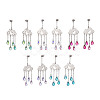 Long Chain with Transparent Glass Beads Dangle Stud Earrings EJEW-JE05245-1