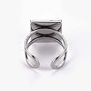 Tarnish Resistant 201 Stainless Steel Cuff Pad Ring Settings STAS-S080-041B-P-4
