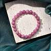 Natural Dyed & Heated Chalcedony Beaded Stretch Bracelets for Women Men BJEW-F483-06-1