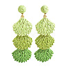 Bohemian Style Raffia Shell Shape Dangle Stud Earrings FS-WG568BC-05-1