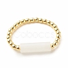 Natural White Jade Column Beaded Finger Ring with Synthetic Hematite RJEW-JR00460-02-3