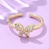 Adjustable Brass Micro Pave Clear Cubic Zirconia Cuff Rings X-RJEW-G096-42G-2