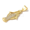 Rack Plating Brass Micro Pave Clear Cubic Zirconia Pendants KK-P267-14D-G-2